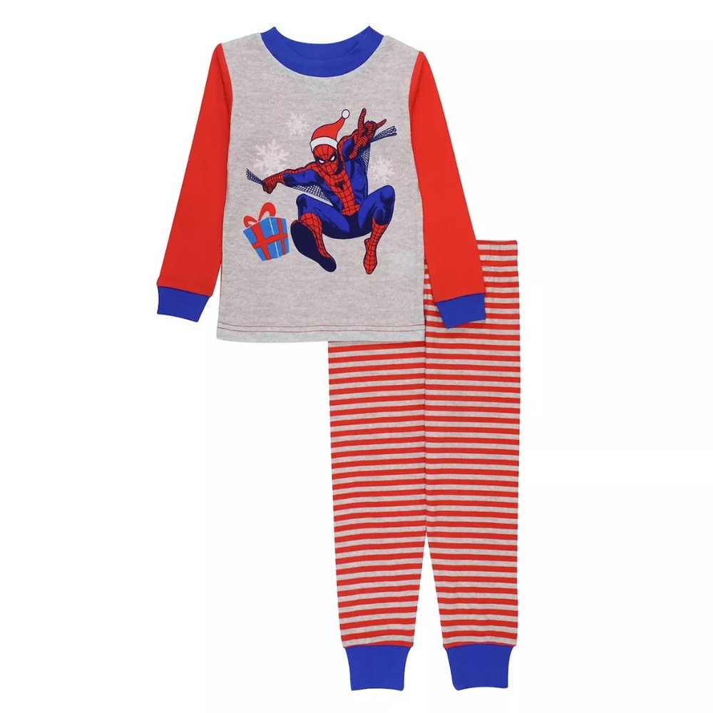 Toddler Boys Marvel HOLIDAY Spider-man Cotton Pajamas Size 2T 3T 4T Spidey NWT